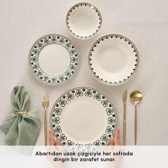 Karaca Forever Bone Samatya 24 Parça 6 Kişilik Yemek Takımı
