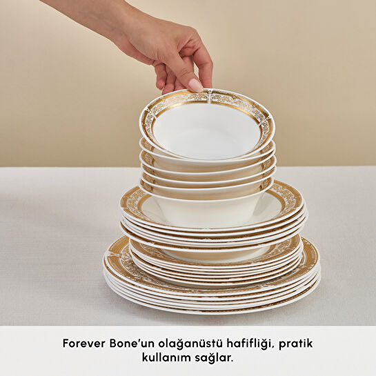 Karaca Forever Bone Goldenia 24 Parça 6 Kişilik Yemek Takımı