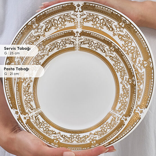 Karaca Forever Bone Goldenia 24 Parça 6 Kişilik Yemek Takımı