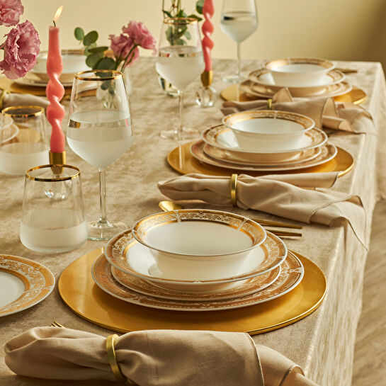 Karaca Forever Bone Goldenia 24 Parça 6 Kişilik Yemek Takımı