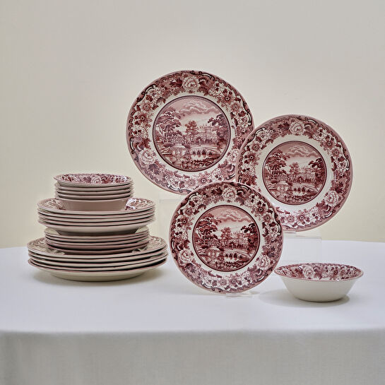 Karaca Old Town 24 Parça 6 Kişilik Yemek Takımı Bordo