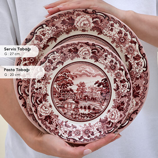 Karaca Old Town 24 Parça 6 Kişilik Yemek Takımı Bordo