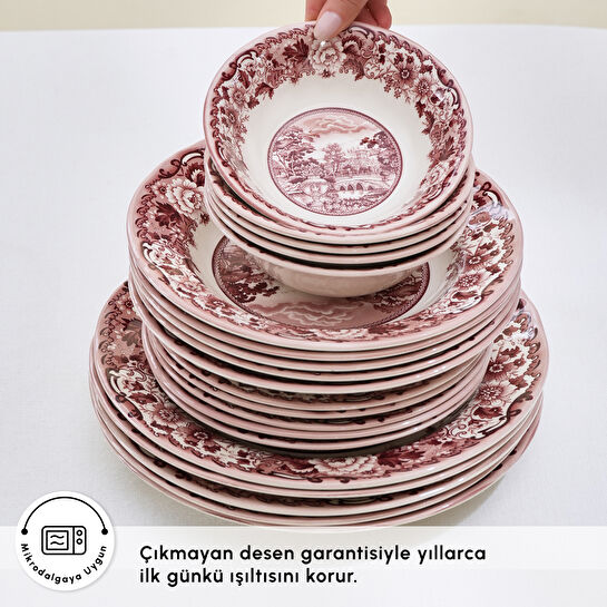 Karaca Old Town 24 Parça 6 Kişilik Yemek Takımı Bordo