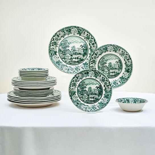 Karaca Old Town 24 Parça 6 Kişilik Yemek Takımı Yeşil