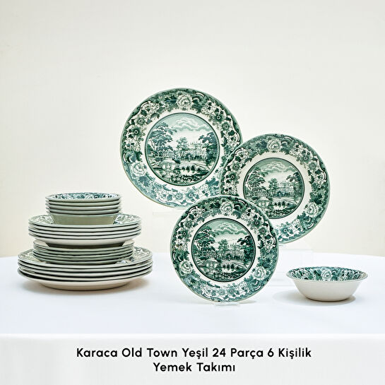 Karaca Old Town 24 Parça 6 Kişilik Yemek Takımı Yeşil