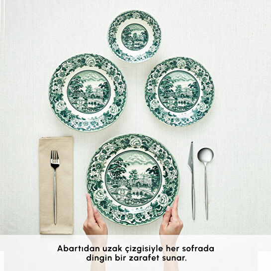 Karaca Old Town 24 Parça 6 Kişilik Yemek Takımı Yeşil