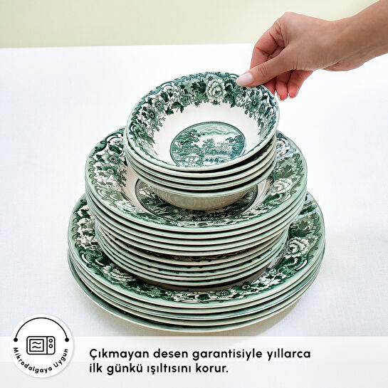 Karaca Old Town 24 Parça 6 Kişilik Yemek Takımı Yeşil