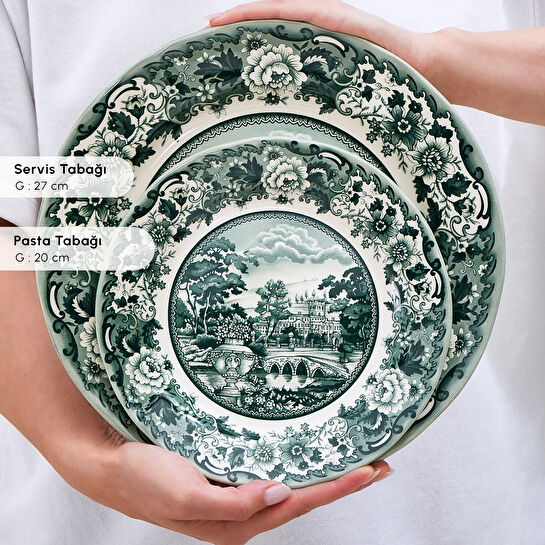 Karaca Old Town 24 Parça 6 Kişilik Yemek Takımı Yeşil
