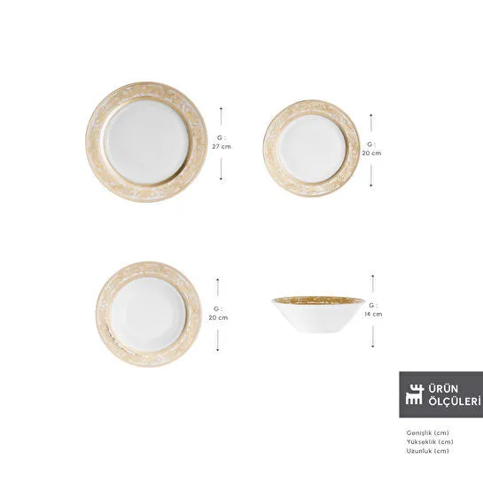 Karaca Elegance Bone Isola 24 Parça 6 Kişilik Yemek Takımı