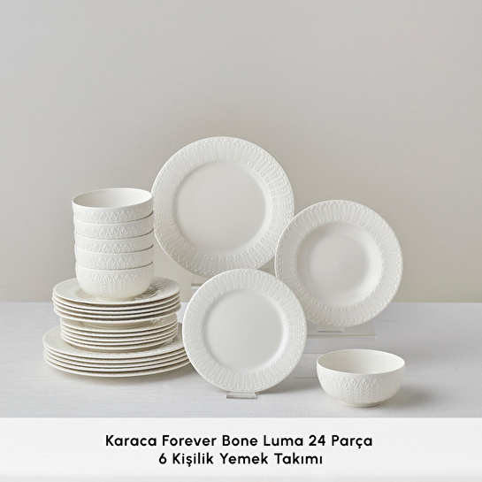 Karaca Forever Bone Luma 24 Parça 6 Kişilik Yemek Takımı