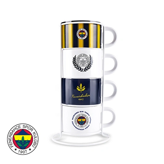 Karaca x Fenerbahçe Lisanslı 4 Kişilik Standlı Çay Fincan Takımı 180 ml