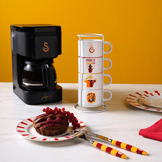 Karaca x Galatasaray Lisanslı 4 Kişilik Standlı Çay Fincan Takımı 180 ml