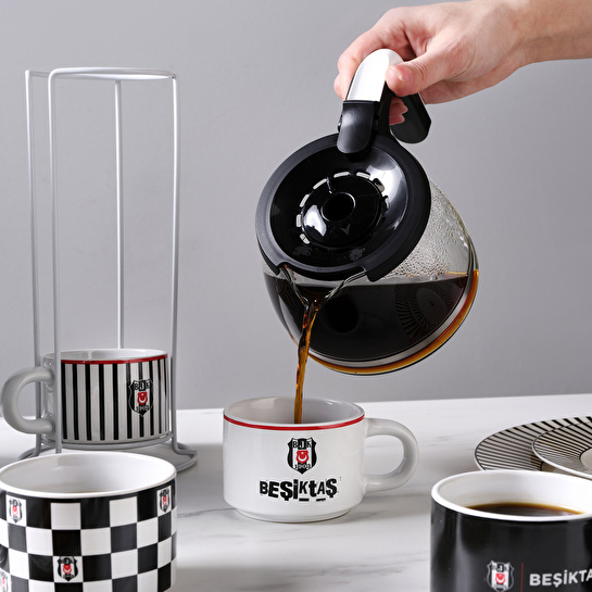 Karaca x Beşiktaş 4 Kişilik Standlı Çay Fincan Takımı 180 ml