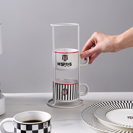 Karaca x Beşiktaş 4 Kişilik Standlı Çay Fincan Takımı 180 ml