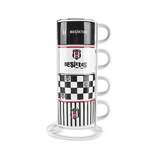 Karaca x Beşiktaş 4 Kişilik Standlı Çay Fincan Takımı 180 ml