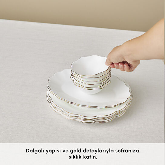 Karaca Florina Gold Opal Cam 26 Parça 6 Kişilik Kahvaltı Takımı