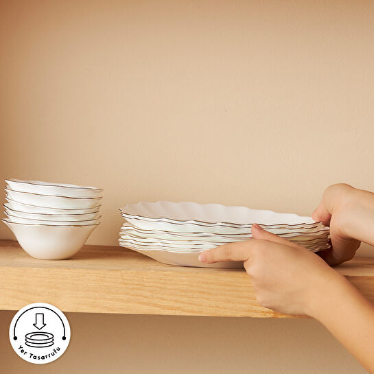 Karaca Florina Gold Opal Cam 26 Parça 6 Kişilik Kahvaltı Takımı