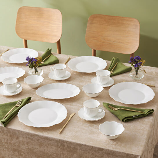 Karaca Florina Gold Opal Cam 26 Parça 6 Kişilik Kahvaltı Takımı