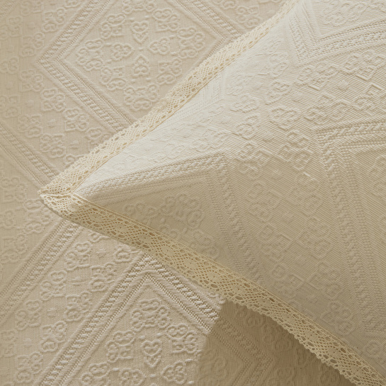 Karaca Home Adelia Fistolu Çift Kişilik Yatak Örtüsü Takımı Natural