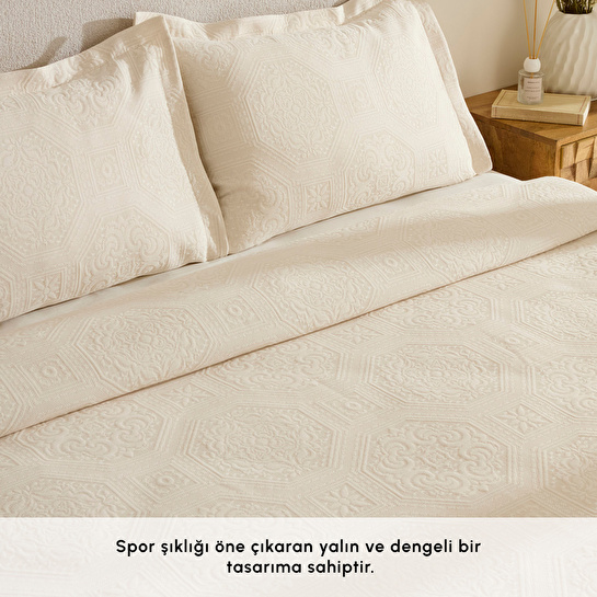 Karaca Home Oriana Çift Kişilik Yatak Örtüsü Takımı Natural