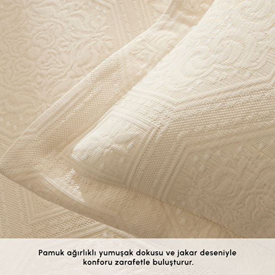 Karaca Home Oriana Çift Kişilik Yatak Örtüsü Takımı Natural