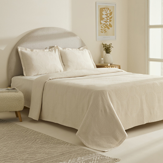Karaca Home Oriana Çift Kişilik Yatak Örtüsü Takımı Natural