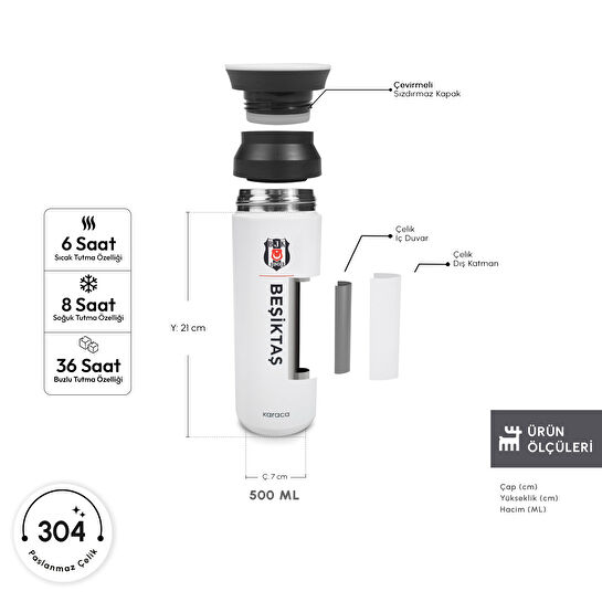 Karaca x Beşiktaş Logo Termos 500 ml