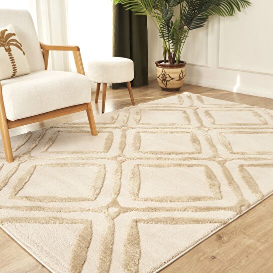 Kaşmir Halı 7/24 Plushy Doha Bej 50x80 cm