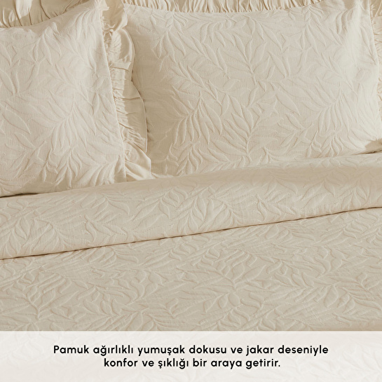 Karaca Home Branley Fırfırlı Çift Kişilik Yatak Örtüsü Takımı Natural