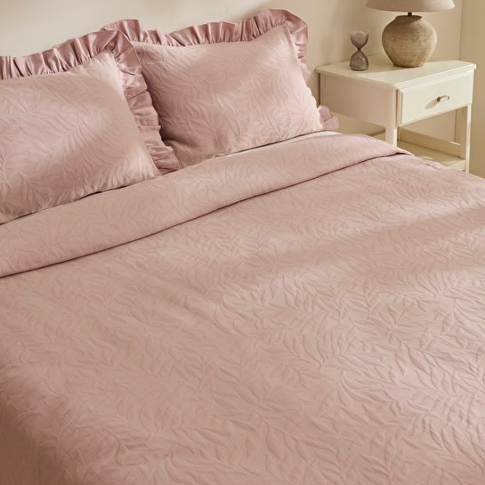 Karaca Home Branley Fırfırlı Çift Kişilik Yatak Örtüsü Takımı Pudra