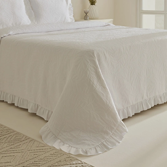 Karaca Home Branley Fırfırlı Tek Kişilik Yatak Örtüsü Takımı Beyaz