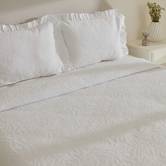 Karaca Home Branley Fırfırlı Tek Kişilik Yatak Örtüsü Takımı Beyaz