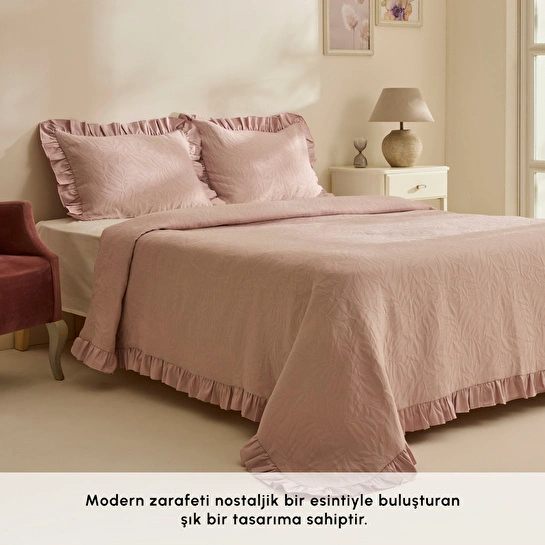 Karaca Home Branley Fırfırlı Tek Kişilik Yatak Örtüsü Takımı Pudra