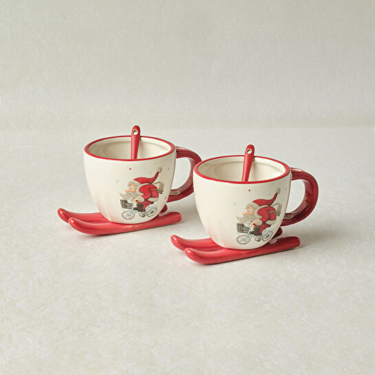 Karaca New Year Yılbaşı Snowboard 2 Kişilik Çay Fincan Takımı