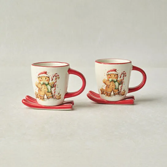 Karaca New Year Yılbaşı Sevimli Kurabiye Adam 2 Kişilik Kahve Fincan Takımı