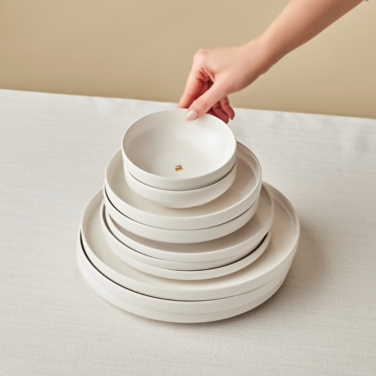 Karaca Stream Bone Saturn Logo 24 Parça 6 Kişilik Yemek Takımı