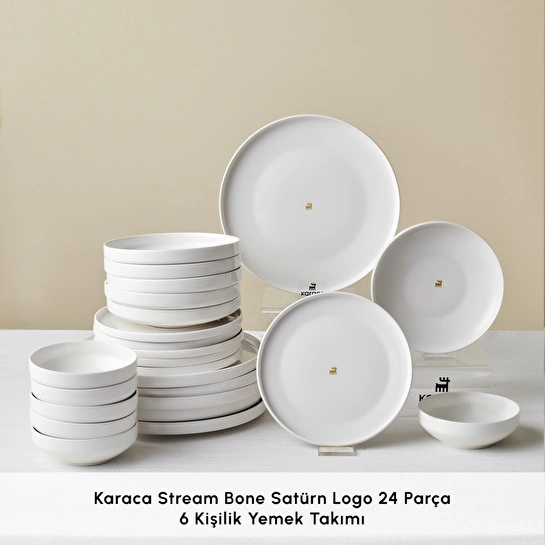 Karaca Stream Bone Saturn Logo 24 Parça 6 Kişilik Yemek Takımı