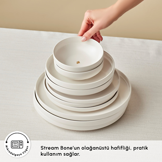 Karaca Stream Bone Saturn Logo 24 Parça 6 Kişilik Yemek Takımı