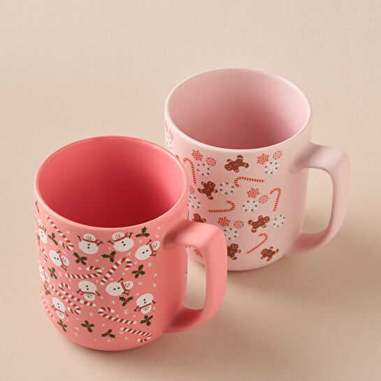 Karaca New Year Yılbaşı Gingerbread Soft Touch 2 Kişilik Kupa Seti 470 ml