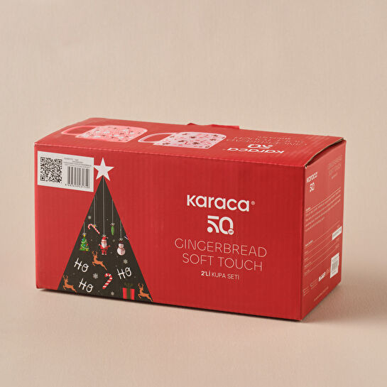 Karaca New Year Yılbaşı Gingerbread Soft Touch 2 Kişilik Kupa Seti 470 ml