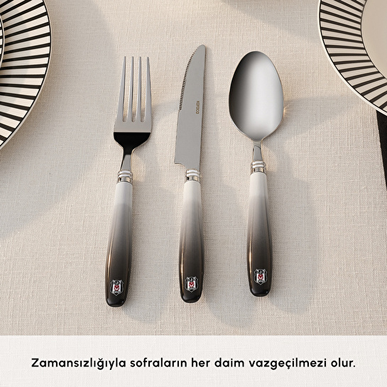 Karaca x Beşiktaş Lisanslı 18 Parça 6 Kişilik Çatal Kaşık Bıçak Takımı