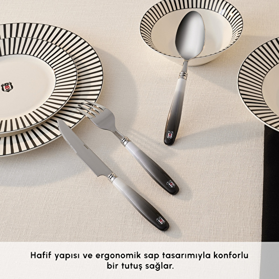 Karaca x Beşiktaş Lisanslı 18 Parça 6 Kişilik Çatal Kaşık Bıçak Takımı