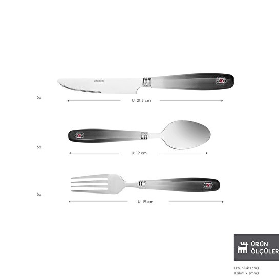 Karaca x Beşiktaş Lisanslı 18 Parça 6 Kişilik Çatal Kaşık Bıçak Takımı