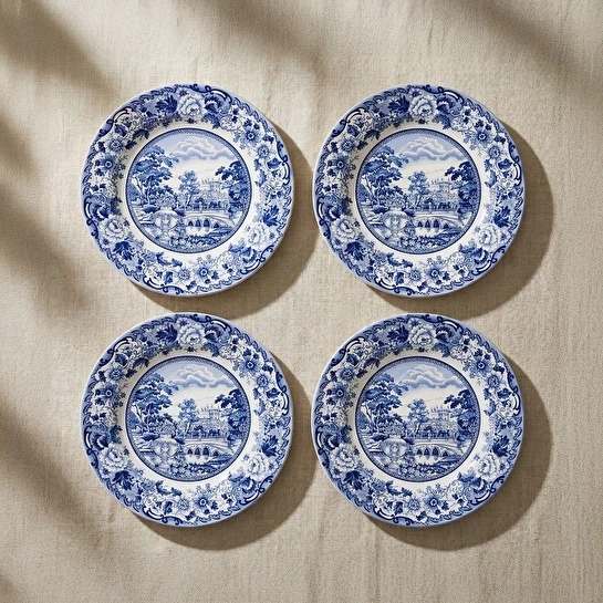 Karaca Old Town 4 Parça Pasta Takımı Mavi 21 cm