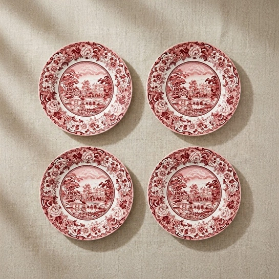 Karaca Old Town 4 Parça Pasta Takımı Pembe 21 cm