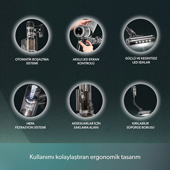 Homend Dustrider Pro 1270H Toz İstasyonlu Ergonomik Dikey Süpürge Siyah