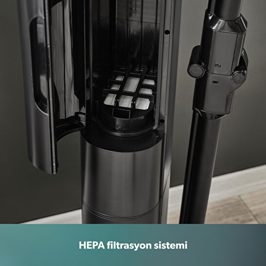 Homend Dustrider Pro 1270H Toz İstasyonlu Ergonomik Dikey Süpürge Siyah