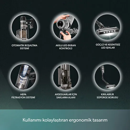 Homend Dustrider Pro 1270H Toz İstasyonlu Ergonomik Dikey Süpürge Siyah