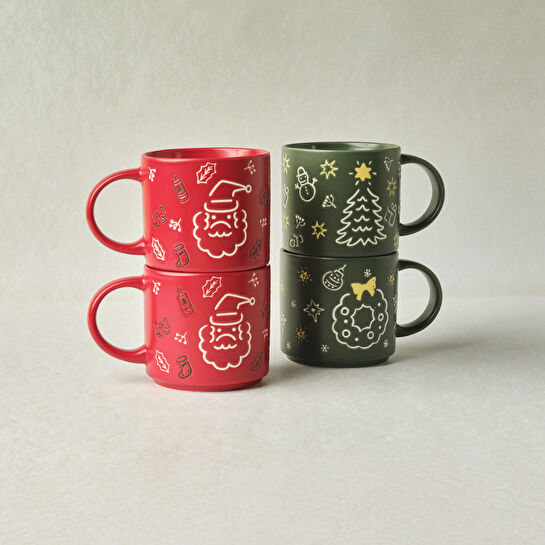 Karaca New Year Yılbaşı Angel 4 Kişilik Standlı Kupa Seti