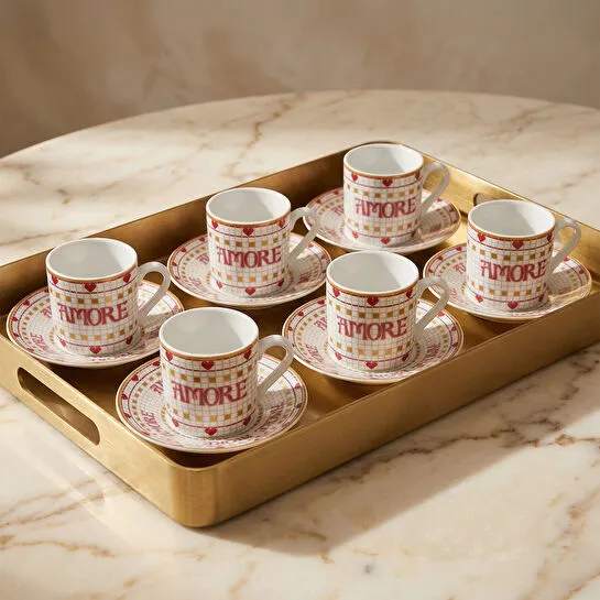 Karaca Lovemore 6 Kişilik Kahve Fincan Takımı 90 ml
